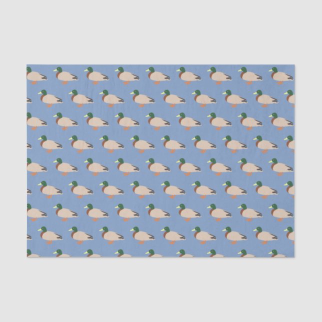 Papier Mousseline Motif de canard sur bleu (Recto)