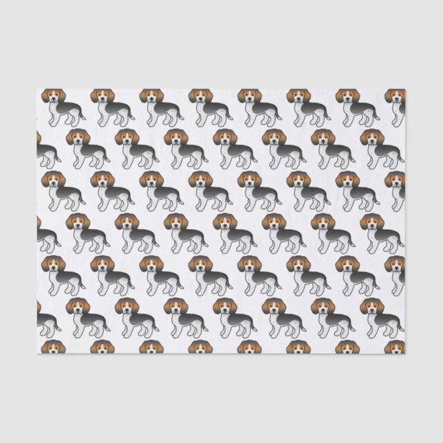 Papier Mousseline Motif de caricature de chien de Beagle mignon (Recto)