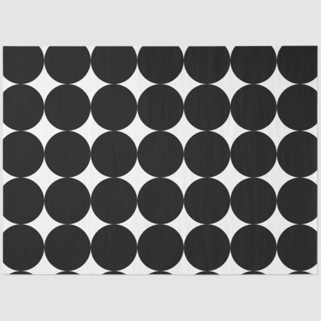 Papier Mousseline Motif de cercle géométrique noir blanc rétro (Recto)