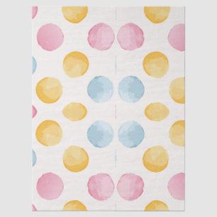 Papier Mousseline Motif de cercle moderne jaune, rose et bleu