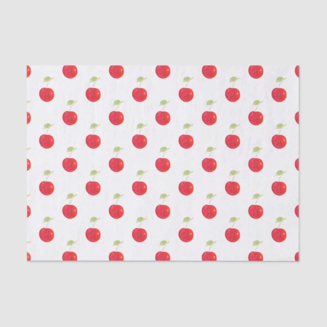 Papier Mousseline Motif de cerise aquarelle (Recto)