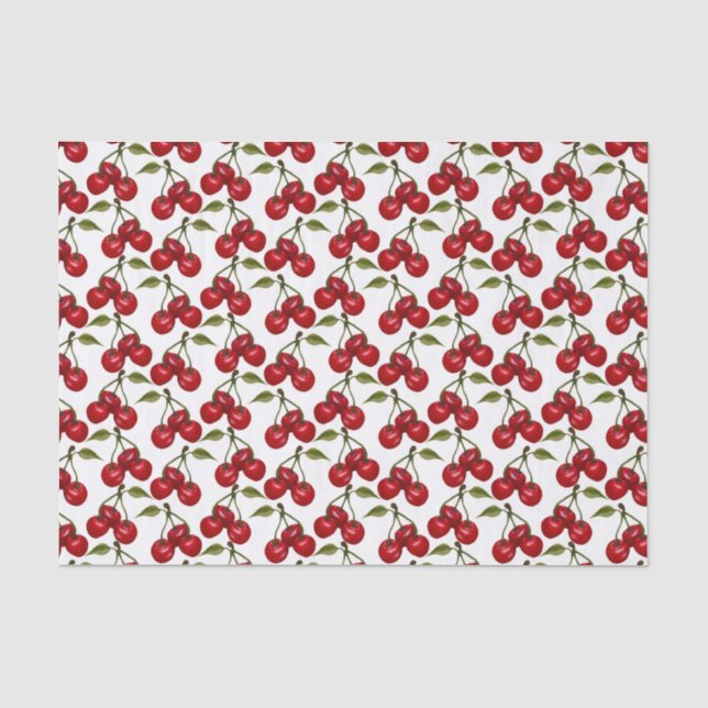 Papier Mousseline motif de cerise carrelé mignon  (Recto)