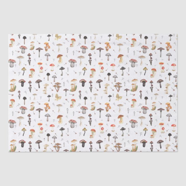 Papier Mousseline Motif de champignons (Recto)