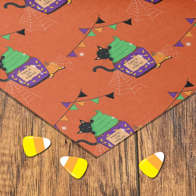 Papier Mousseline Motif de chat noir lunatique Halloween papier de t (Créateur téléchargé)