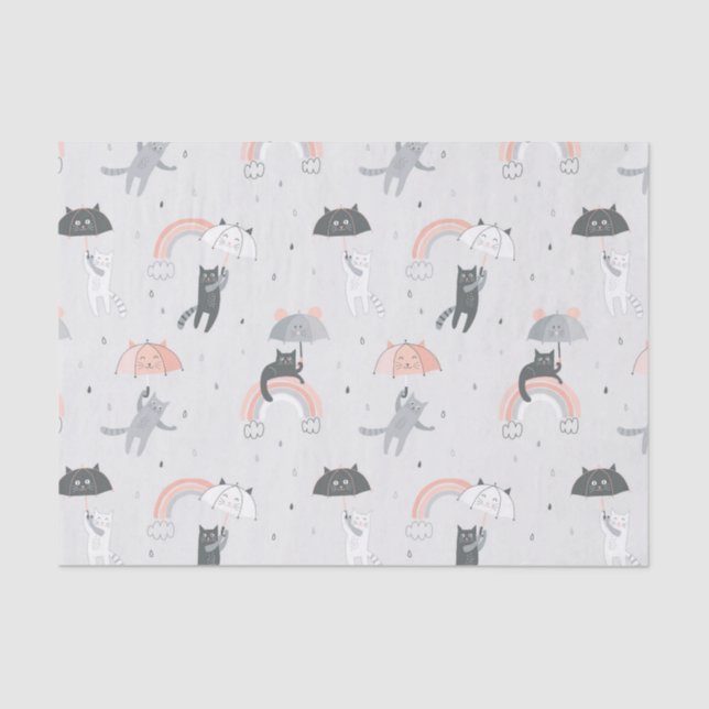 Papier Mousseline Motif de chats à plume (Recto)