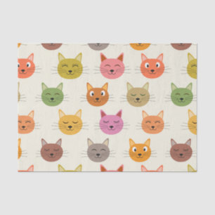 Papier Mousseline Motif de chats heureux et colorés souriants