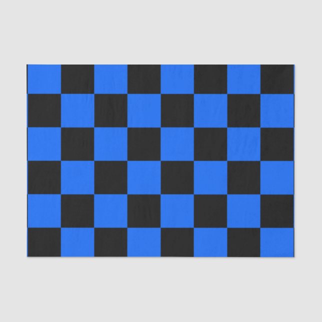 Papier Mousseline Motif de chèque en À damiers noir bleu (Recto)