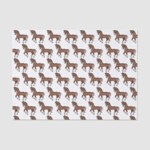 Papier Mousseline Motif de cheval trottant de dessin animé brun chât