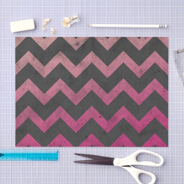 Papier Mousseline Motif de chevron gris foncé rose magenta (Artisanat)