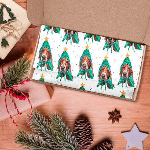 Papier Mousseline Motif de chien Basset Hound mignon pour Noël