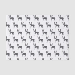 Papier Mousseline Motif de chien de dessin animé Boston Terrier bleu