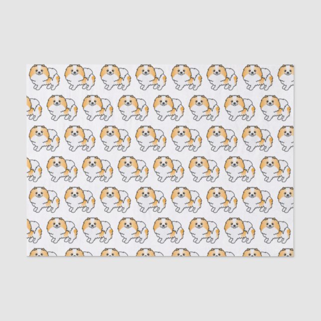 Papier Mousseline Motif de chien de dessin animé Pomeranian Parti-Co (Recto)