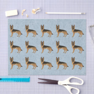 Papier Mousseline Motif de chien de dessin animé Shepherd allemand n