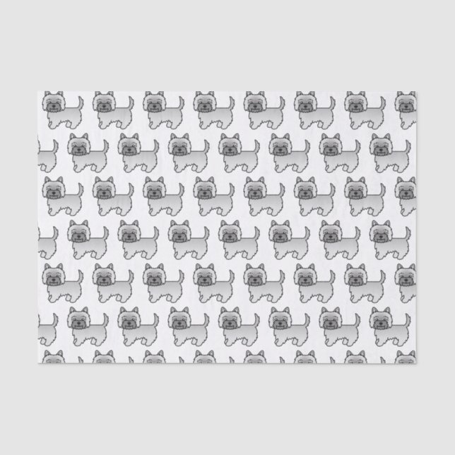 Papier Mousseline Motif de chien de dessin animé Terrier Cairn Gris (Recto)
