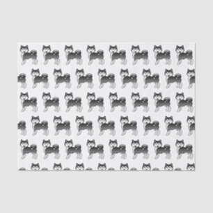 Papier Mousseline Motif de chien mignon Alaskan Malamute noir et bla