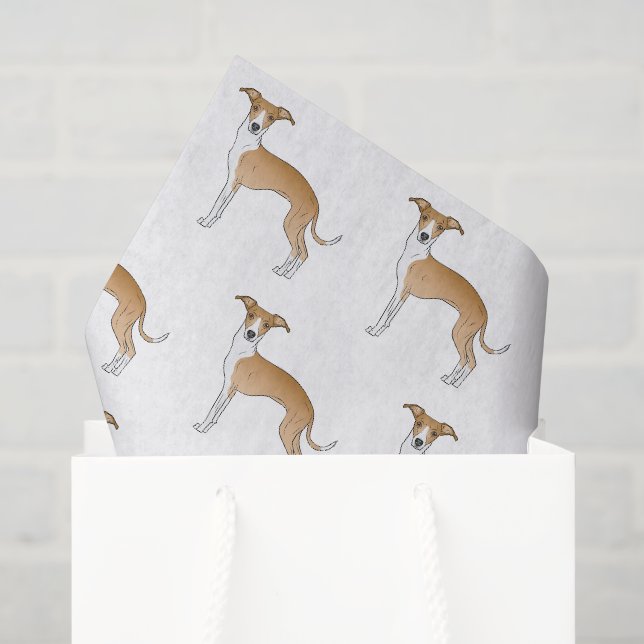 Papier Mousseline Motif de chien mignon de la Fawn et blanc italien  (Sac cadeau)