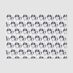 Papier Mousseline Motif de chien Pomeranian Parti-Couleur Noir Migno
