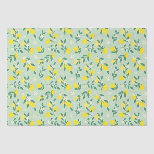 Papier Mousseline Motif de citron vert et jaune frais (Recto)