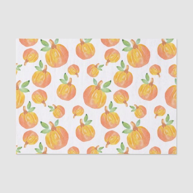 Papier Mousseline Motif de Citrouille d'aquarelle 3 (Recto)