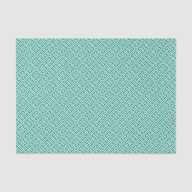 Papier Mousseline Motif de clé grecque Emerald Green (Recto)