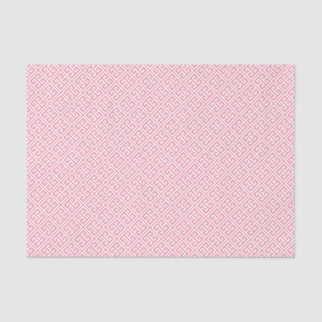 Papier Mousseline Motif de clé grecque rose (Recto)