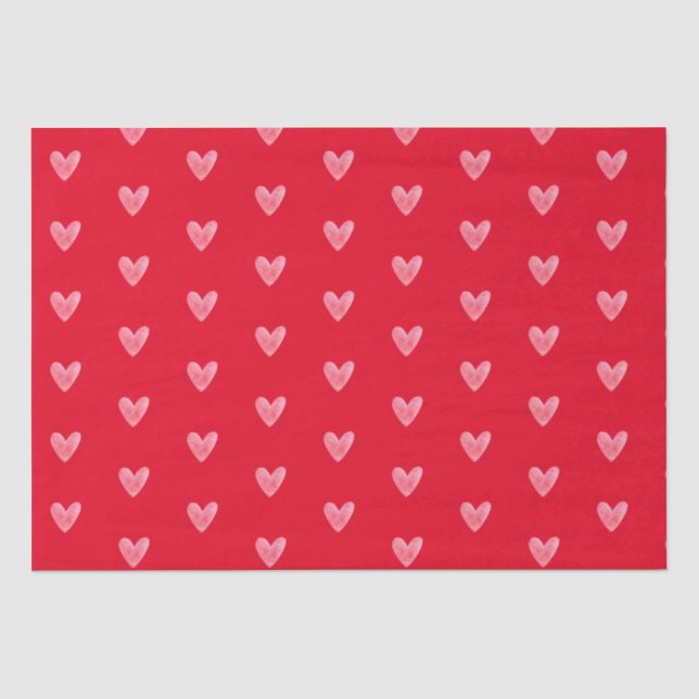 Papier Mousseline Motif de cœurs aquarelles pâles mignons sur fond r (Recto)