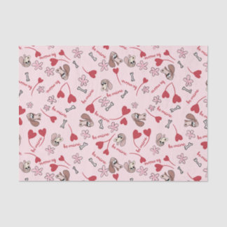 Papier Mousseline Motif de coeurs et de bassets