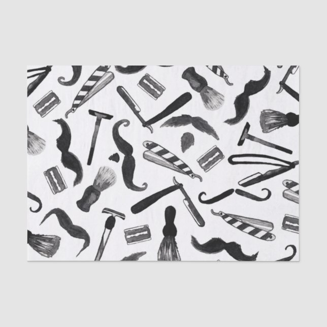 Papier Mousseline Motif de coiffeur d'aquarelle de rasoir de rasoir (Recto)