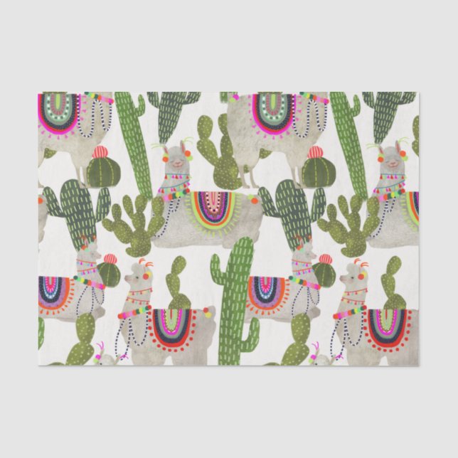 Papier Mousseline Motif de collection Llamarama (Recto)