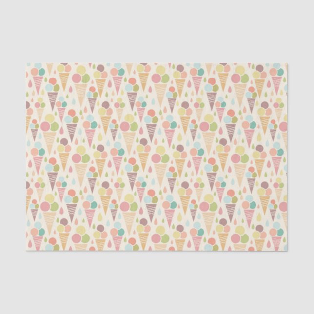 Papier Mousseline motif de cônes de crème glacée (Recto)