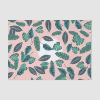 Papier Mousseline Motif de coucher de soleil Feuille vert rose d'été