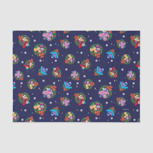 Papier Mousseline Motif de couronnes de Noël de la rue Sesame (Recto)