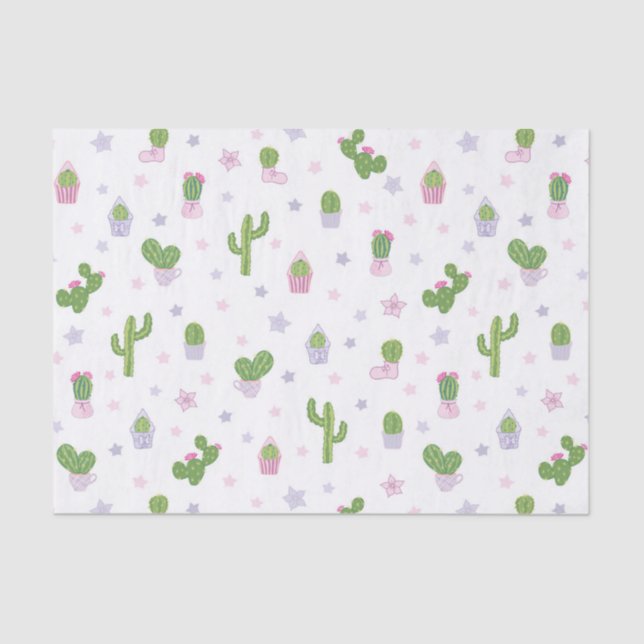 Papier Mousseline Motif de Cute Cactus (Recto)