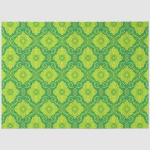 Papier Mousseline Motif de Damas florales Citron vert Fleurs jaunes