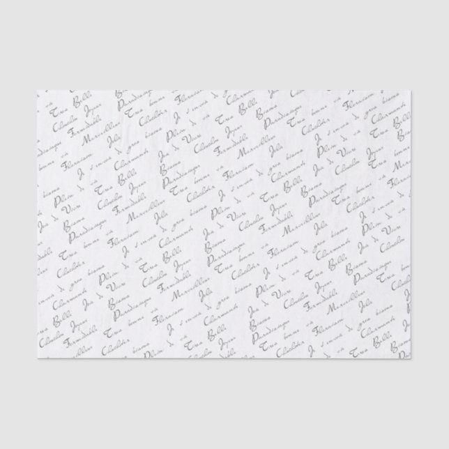 Papier Mousseline Motif de découpage de texte en français (Recto)