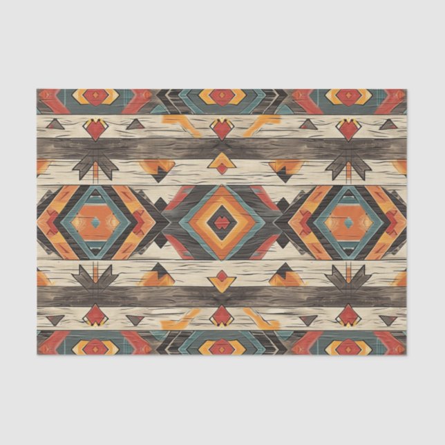 Papier Mousseline Motif de découpage en bois Aztec Faux (Recto)