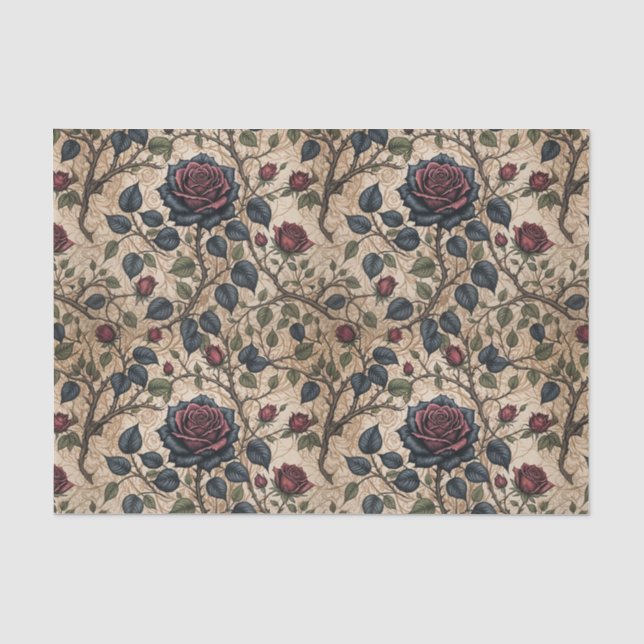 Papier Mousseline Motif de découpage Rose gothique foncé (Recto)