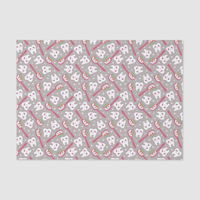 Papier Mousseline Motif de dents d'arc-en-ciel (Recto)