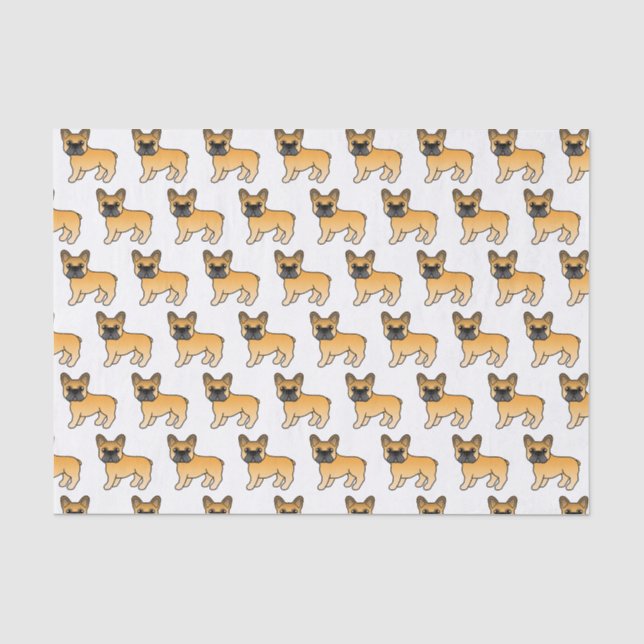 Papier Mousseline Motif de dessin de chien de taureau français (Recto)