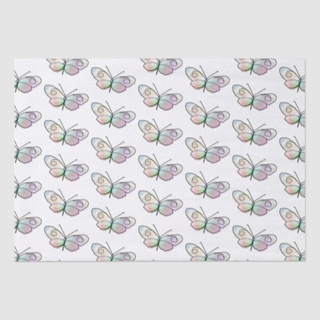Papier Mousseline Motif de dessin de papillon de fil (Recto)