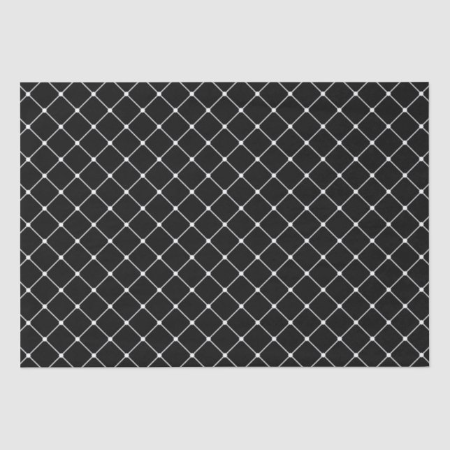 Papier Mousseline Motif de diamant géométrique noir et blanc (Recto)