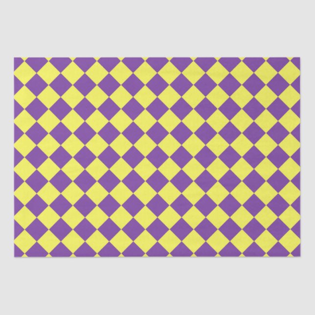 Papier Mousseline Motif de diamant jaune pourpre Checker (Recto)