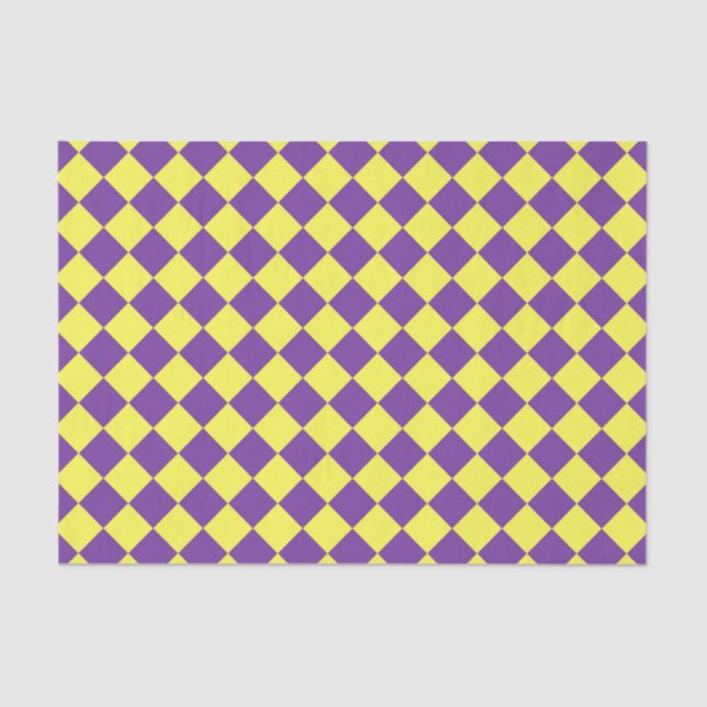 Papier Mousseline Motif de diamant jaune pourpre Checker (Recto)