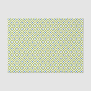 Papier Mousseline Motif de diamants d'Ikat vert et bleu