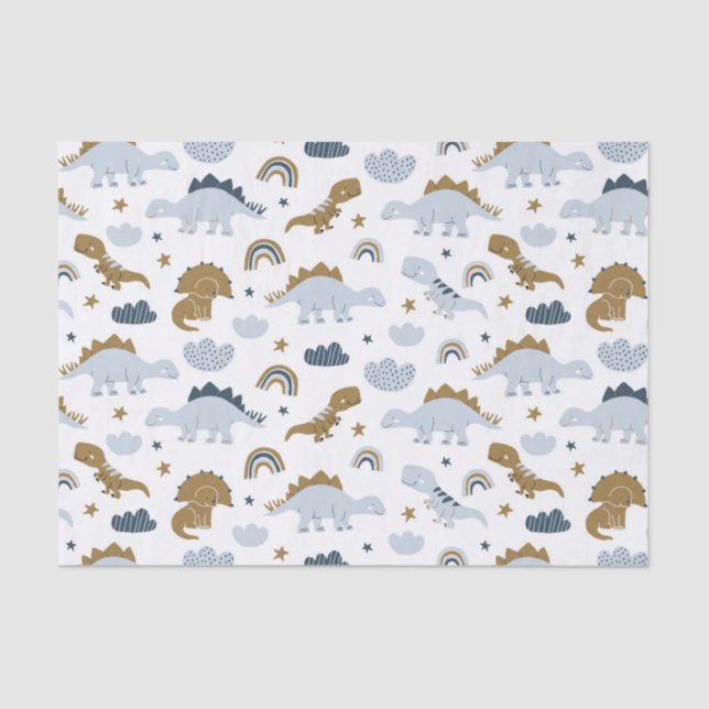 Papier Mousseline Motif de dinosaure arc-en-ciel mignon (Recto)