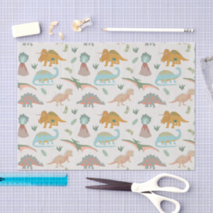 Papier Mousseline Motif de dinosaures bohème dessiné à la main pour