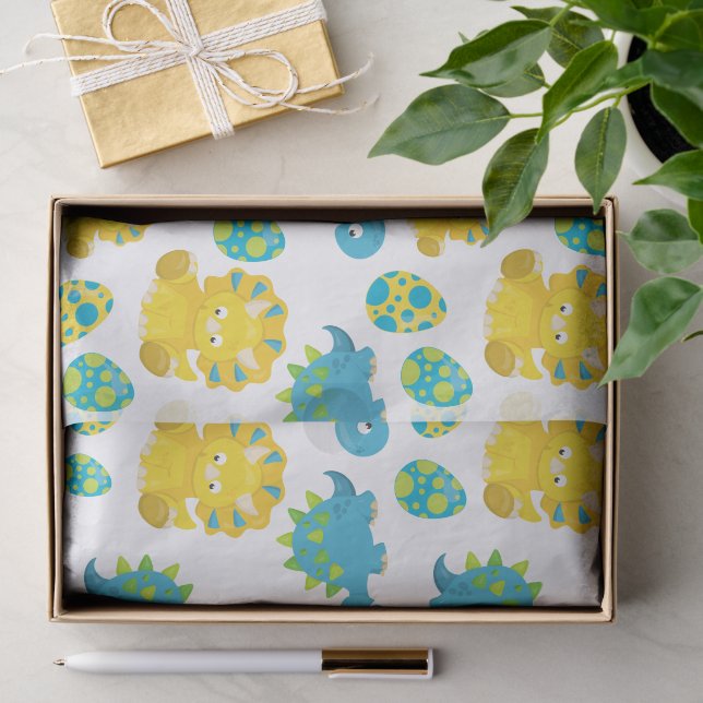 Papier Mousseline Motif De Dinosaures, Dinosaures Mignons, Baby Dino (Cadeau)