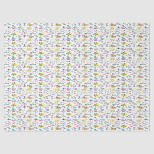 Papier Mousseline motif de doodle d'été (Recto)