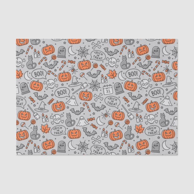 Papier Mousseline Motif de doodle pour les enfants mignons Halloween (Recto)