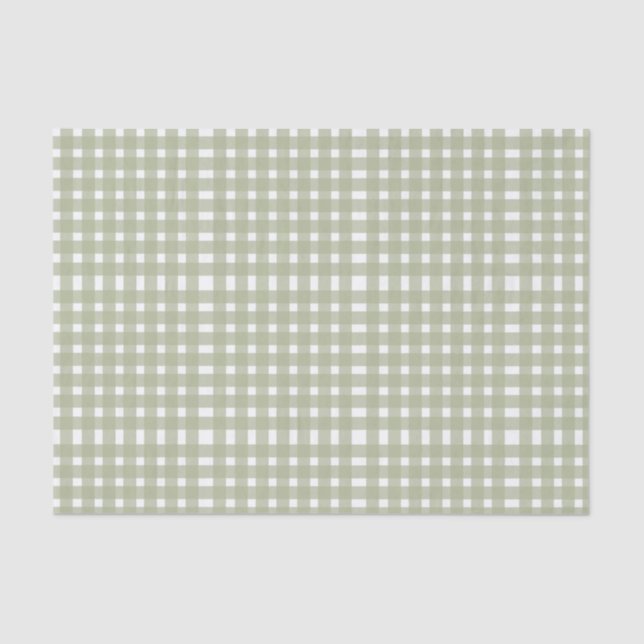 Papier Mousseline Motif de En vichy blanc Sage Green (Recto)